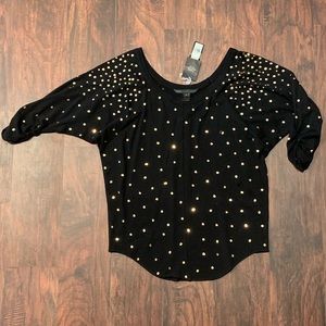MARC BY MARC JACOBS Black knit gold sequin top